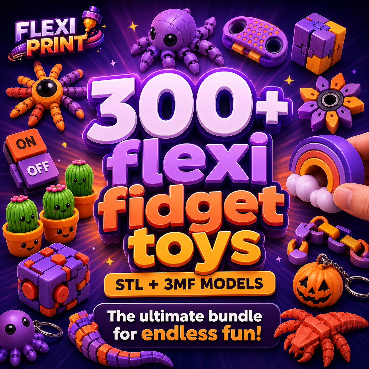 300+ flexi fidget toys and 100+ fidget clickers STL bundle